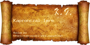 Kapronczai Imre névjegykártya