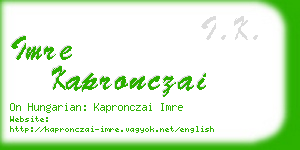 imre kapronczai business card